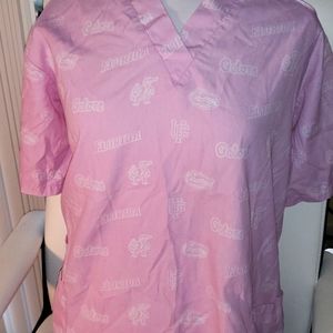 Pink Florida gators scrub top